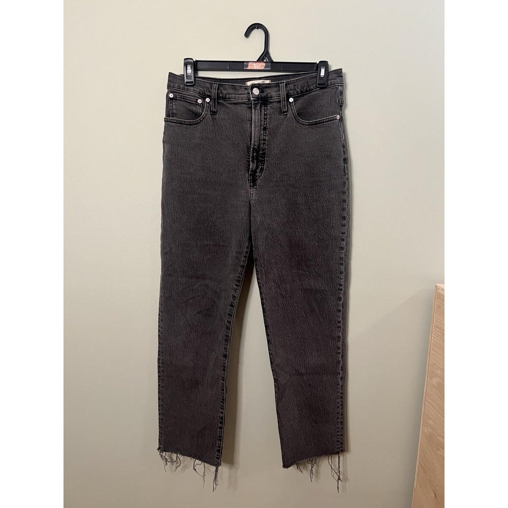 Madewell Perfect Vintage Straight Jeans Gray Women Size 30 Raw Hem